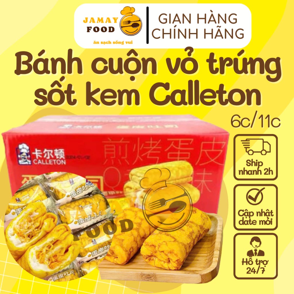 Bánh cuộn sandwich vỏ trứng kem sốt chà bông Calleton